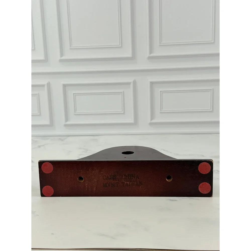 VTG 1990s Spartus Quartz Mini Wooden Mantle Clock Cherub Scene 9